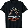 thumbnail image 1 of Funny Cannon Beach Oregon Souvenir Haystack Rock Minimalism T-Shirt, 1 of 3