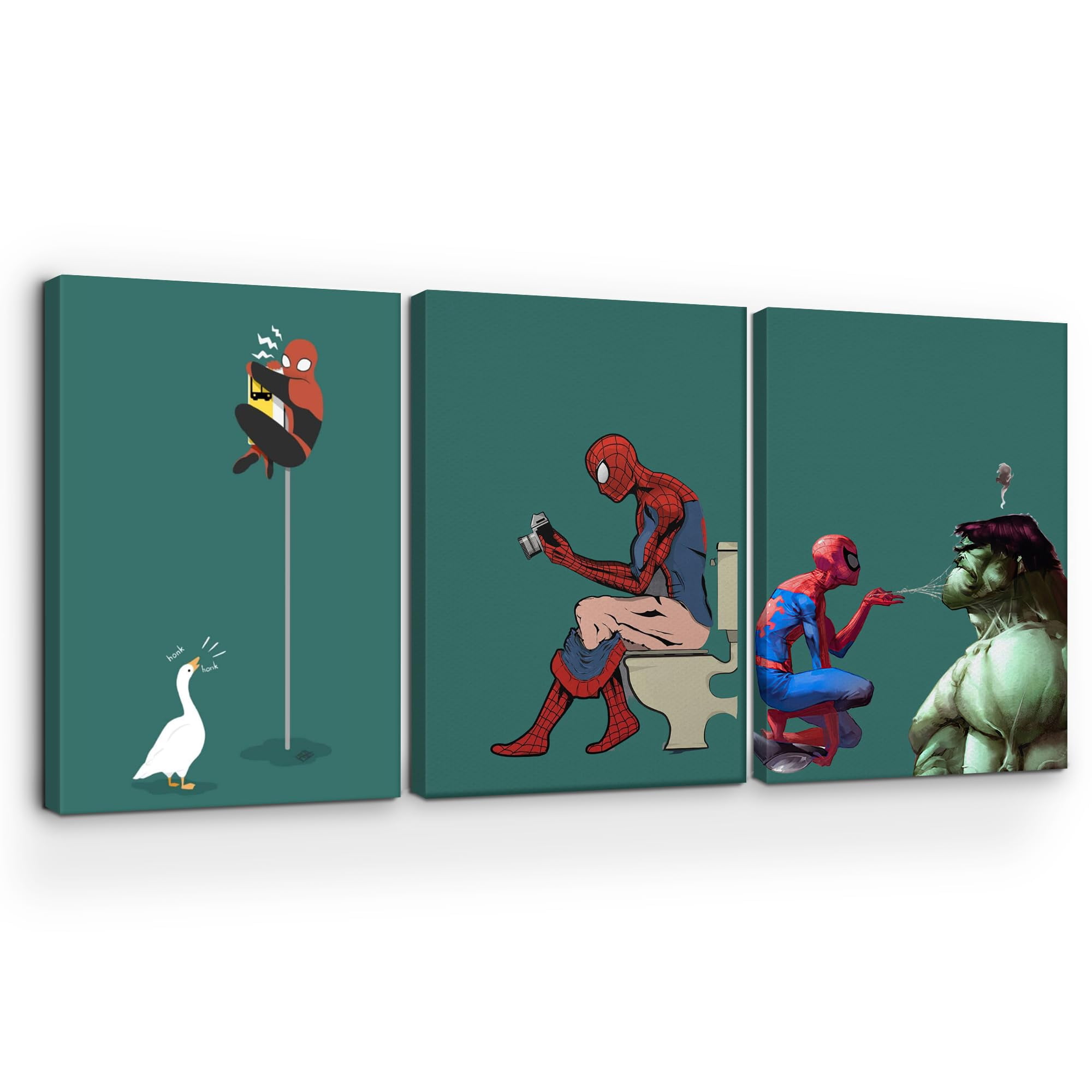 Funny Canvas Wall Art by DreamController Set of 3 - 16x24 inches Wall Decor | HD Printed & Wooden framed wall art | Modern Wall Decor for Bedroom, Living Room, Office, Kids Room | Made in USA