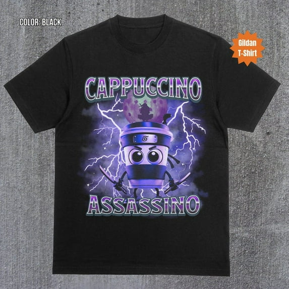 Funny Cappuccino Graphic T-shirt, Design, Ironic Humor, Unisex Cotton, Size S-3XL