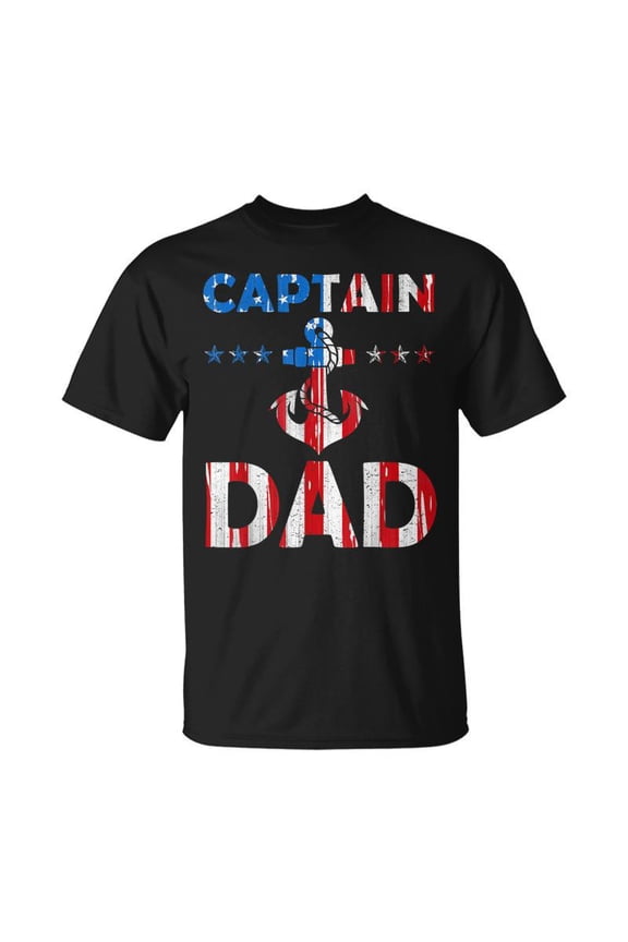 Funny Captain Dad Boat Owner American Flag 4Th Of July Unisex TShirt