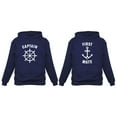 thumbnail image 1 of Funny Captain & First Mate Nautical Sailing Matching Hoodies Set Couples Gift Hoodie Blue XX-Large / Women Hoodie Blue XX-Large, 1 of 5