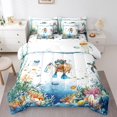 thumbnail image 1 of Funny Capybara Bed in a Bag King Size Comforter Set 7 Pieces,Sea Turtle Jellyfish Coastal Bedding Set Teal Blue Ocean Sheet Set,Cute Fish Coral Bed Set Underwater Nautical Animal Beach Decor, 1 of 5