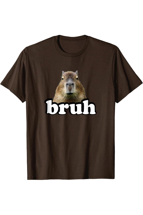 Funny Capybara Bruh Meme Animal Lover Unisex T-Shirt for Men Women Kids Toddler,Dark Chocolate Color,Size YXS