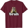 thumbnail image 1 of Funny Capybara Bruh Meme Animal Lover Unisex T-Shirt for Men Women Kids Toddler,Maroon Color,Size 5/6, 1 of 5