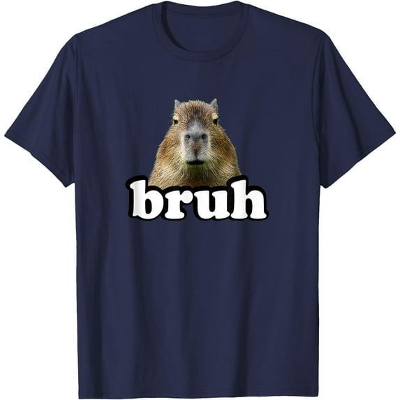 Funny Capybara Bruh Meme Animal Lover Unisex T-Shirt for Men Women Kids Toddler,Navy Color,Size YL