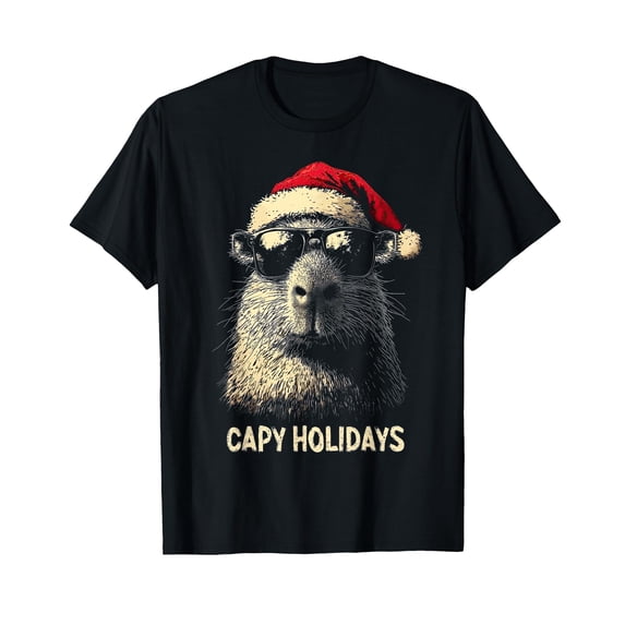 Funny Capybara Christmas T-Shirt for Holiday Cheer and Festive Fun
