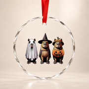 Funny Capybara Ghost Witch Pumpkin Halloween Costume Spooky Glass Ornament
