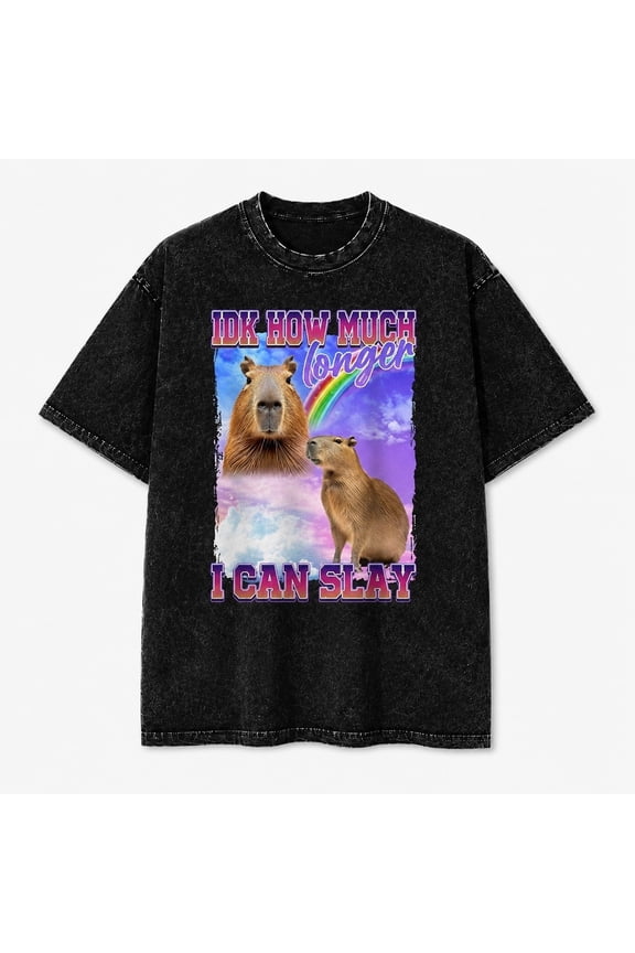 Funny Capybara Graphic T-Shirt – Humor Meme Tee for Adults – Unisex Washed Cotton Shirt S–5XL