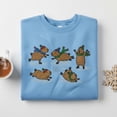 thumbnail image 1 of Funny Capybara Ice Skating Embroidered Sweatshirt, Cute Winter Animal Crewneck, Holiday Capybara Gift Shirt, 1 of 4