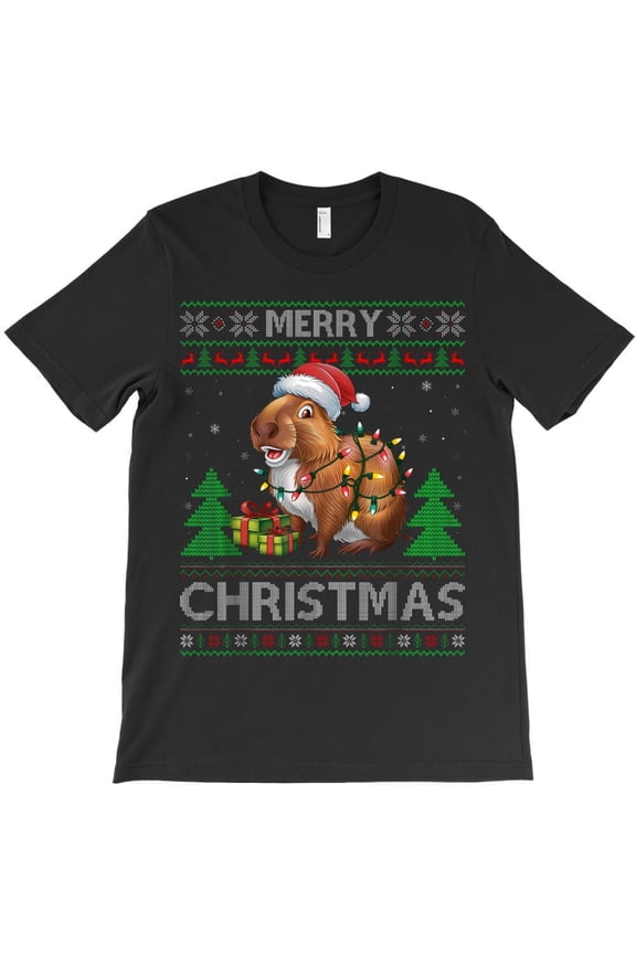 Funny Capybara with a Party Blower for a New Year's or Birthday Themed H31133 Unisex T-Shirt, Up to 5XL Available