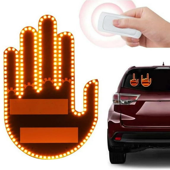 Funny Car Finger Light with Remote,Led Gesture Hand Light with Remote,Funny Back Window Gesture Sign Lighting,Led Gesture Hand Light, arning Reminder Lights Car Accessories,Fun Truck Accessories