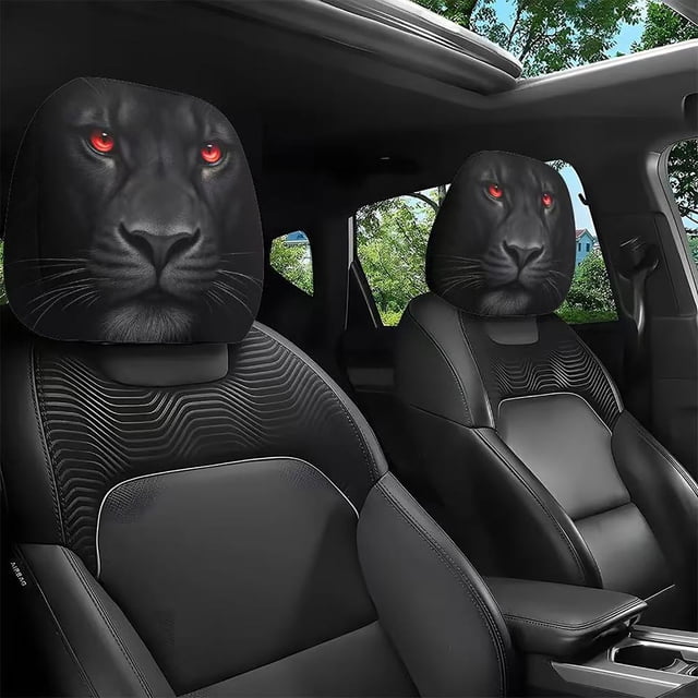 Funny Car Headrest Cover Stretchable Seat Head Support Protector With Creative Printed Design Universal Interior Car Decoration Accessory