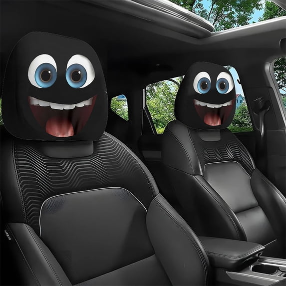 Funny Car Print Headrest Cover, Stretchy Elastic Fabric Seat Protector, Interesting Headpiece, Universals Stretchy Style, for Vehicles Auto Interior Accessories Road Trip Car Decor