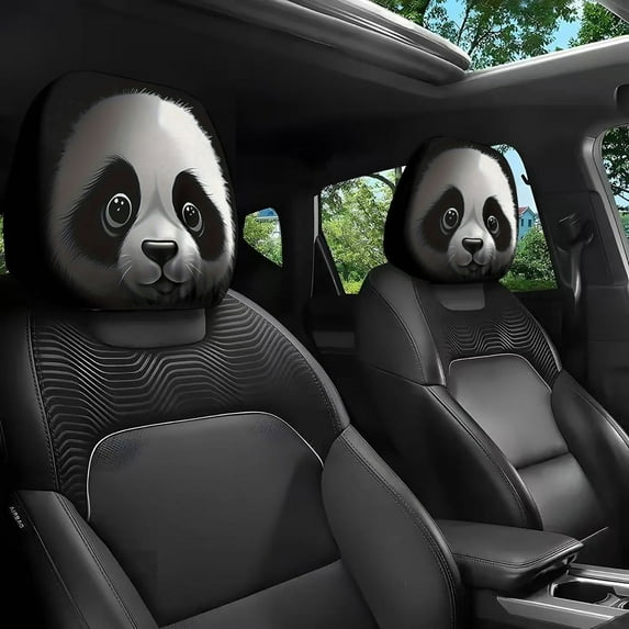 Funny Car Print Headrest Covers with Stretchy, Elastic Headrest Protectors for Vehicles, Novelty Car Accessories for Interior Decor, Washable and Easy to Install