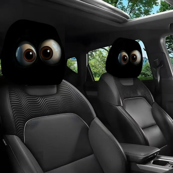 Funny Car Print Headrest Covers with Stretchy, Elastic Headrest Protectors for Vehicles, Novelty Car Accessories for Interior Decor, Washable and Easy to Install
