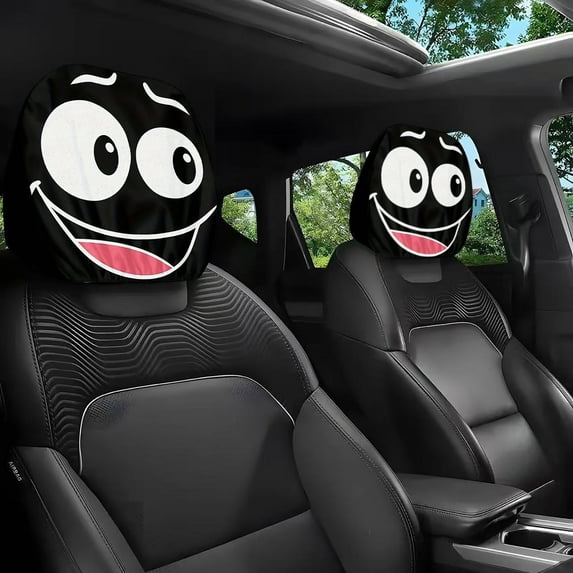 Funny Car Print Headrest Covers with Stretchy, Elastic Headrest Protectors for Vehicles, Novelty Car Accessories for Interior Decor, Washable and Easy to Install