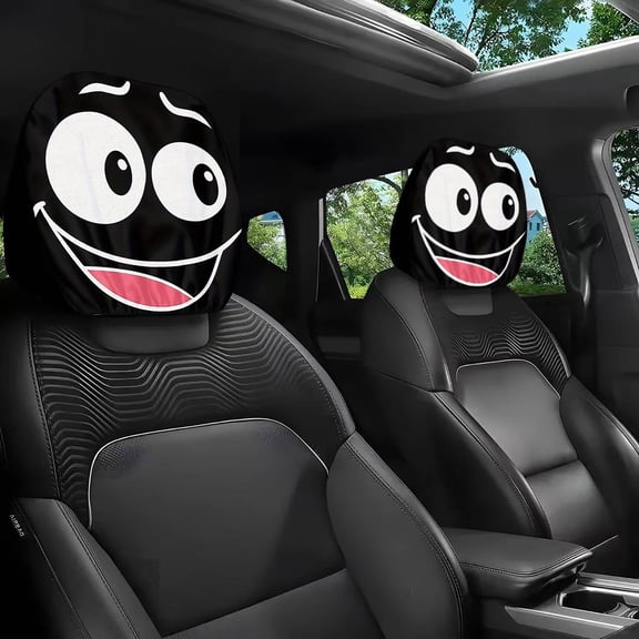 Funny Car Print Headrest Covers with Stretchy, Elastic Headrest Protectors for Vehicles, Novelty Car Accessories for Interior Decor, Washable and Easy to Install