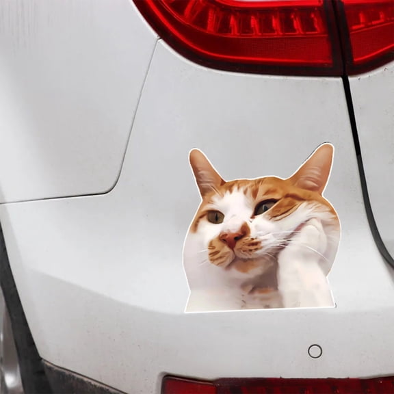 Funny Car Rear Window Cat Head tickers, Humorous Vehicle Decals, Weather-Resistant Exterior Decor for Cars Trucks, 6.3x6.3 inch