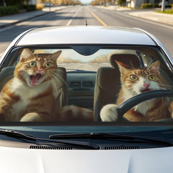 Funny Car Windshield Sun Shade Foldable Sunshades Front Sun Visor Window Shades Cover Automotive Interior Protector Blocks Uv Rays,55.11x29.92 in