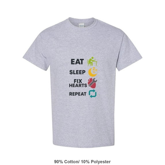 Funny Cardiac EP Nurse And Tech Quote Eat Sleep Fix Hearts Repeat Unisex T-Shirt, up to size 5XL