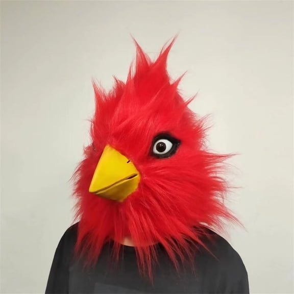 Funny Cardinal Mask Costume,Full Head Birds Mask,Birds Head Mask,Latex Red Birds Mask for Halloween Party Carnival