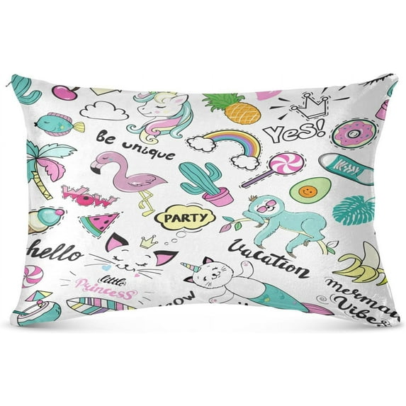 Funny Cartoon Animals Pillowcase Queen Size, Super Soft Pillow Shams Covers, Plush Cozy Pillow Cases with Zipper, 20" X 30"(128) Home Decor Gifts