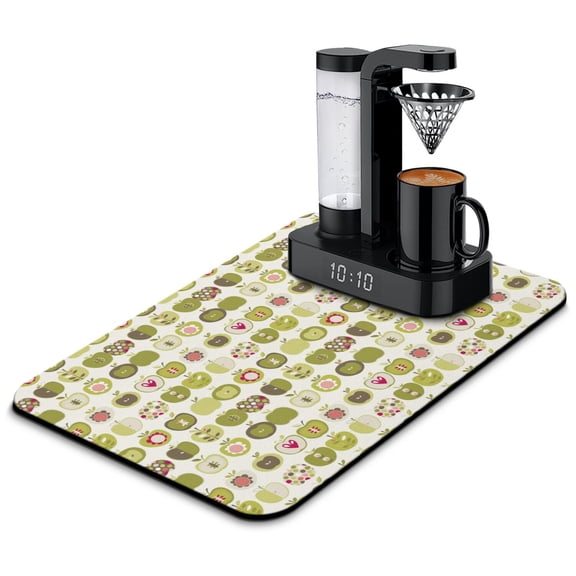 Funny Cartoon Apple Lover Dish Drying Mat, Cute Aesthetic Apple Painting Print Kitchen Counter Mat