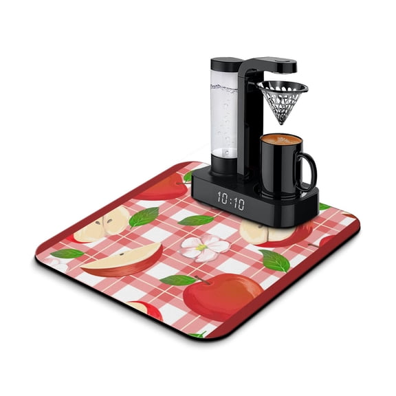 Funny Cartoon Apple Lover Dish Drying Mat, Cute Aesthetic Apple Painting Print Kitchen Counter Mat