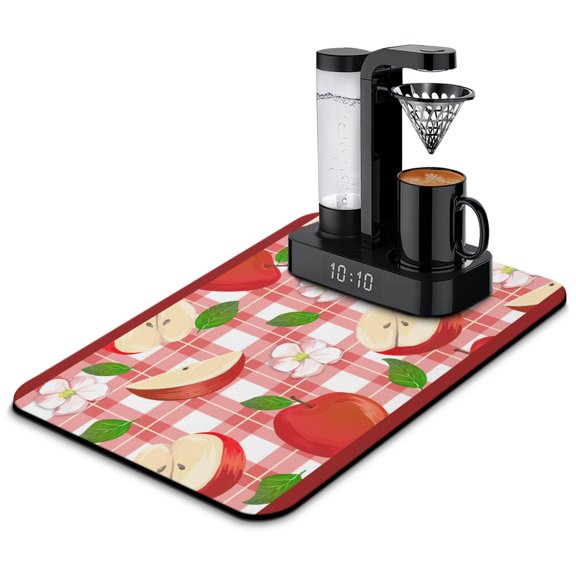 Funny Cartoon Apple Lover Dish Drying Mat, Cute Aesthetic Apple Painting Print Kitchen Counter Mat