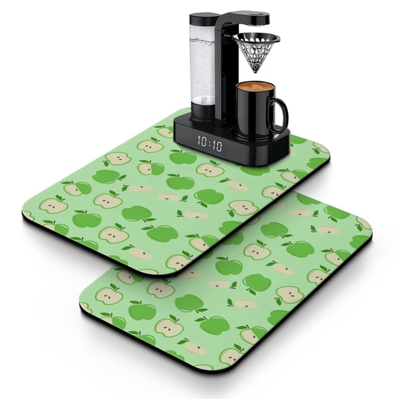 Funny Cartoon Apple Lover Dish Drying Mat, Cute Aesthetic Apple Painting Print Kitchen Counter Mat