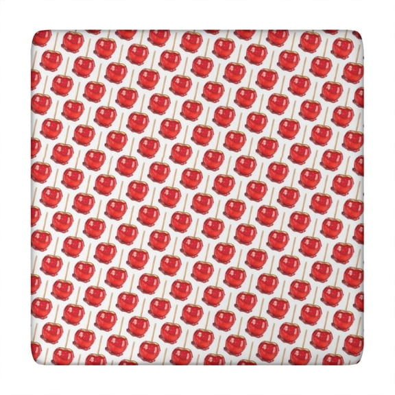 Funny Cartoon Apple Pattern Elastic Tablecloth - Soft & Durable Square Table Cover with Leaves Design, Washable & Slip-Free for Indoor/Outdoor Use, Kawaii Fruit Lover Aesthetic (Fits 34x34 Inches)