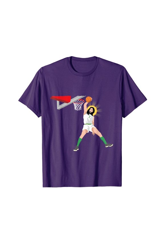 Funny Cartoon Basketball Dunk T-Shirt for Christian Humor Fans