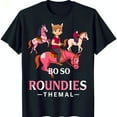 thumbnail image 1 of Funny Cartoon Boy Riding Pink Horse T-Shirt Bo So Roundies Graphic Tee, 1 of 5