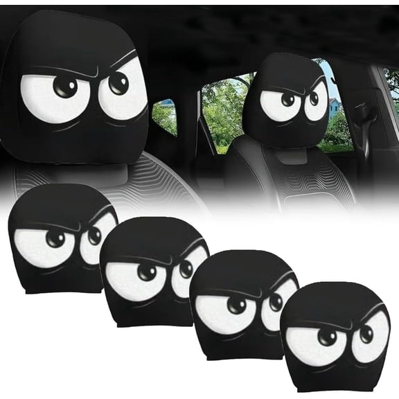 Funny Cartoon Car Headrest Covers – 2PCS Universal Fit,Head Rest Covers Funny Eye,Big Eyes Cars Seat Protector Cover,Automobile Headrest Protector,Universal Interior Cars Accessories(Style-D,4PCS)