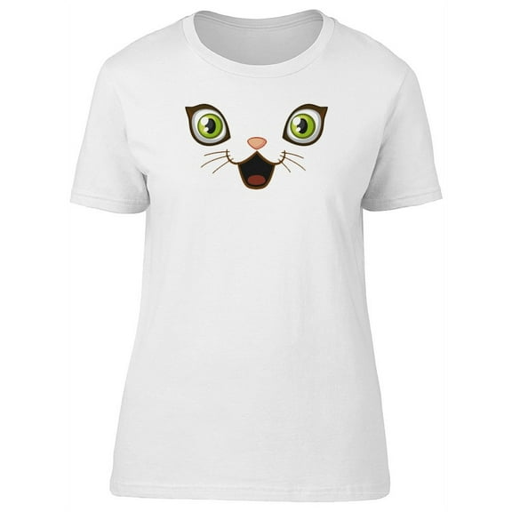 Funny Cartoon Cat Face Tee Women's -Image by Shutterstock
