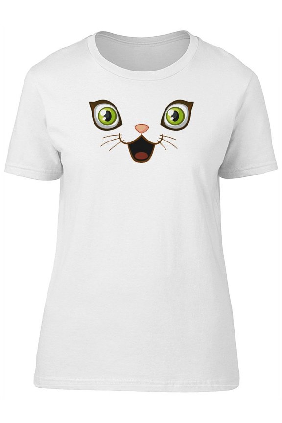 Funny Cartoon Cat Face Tee Women's -Image by Shutterstock
