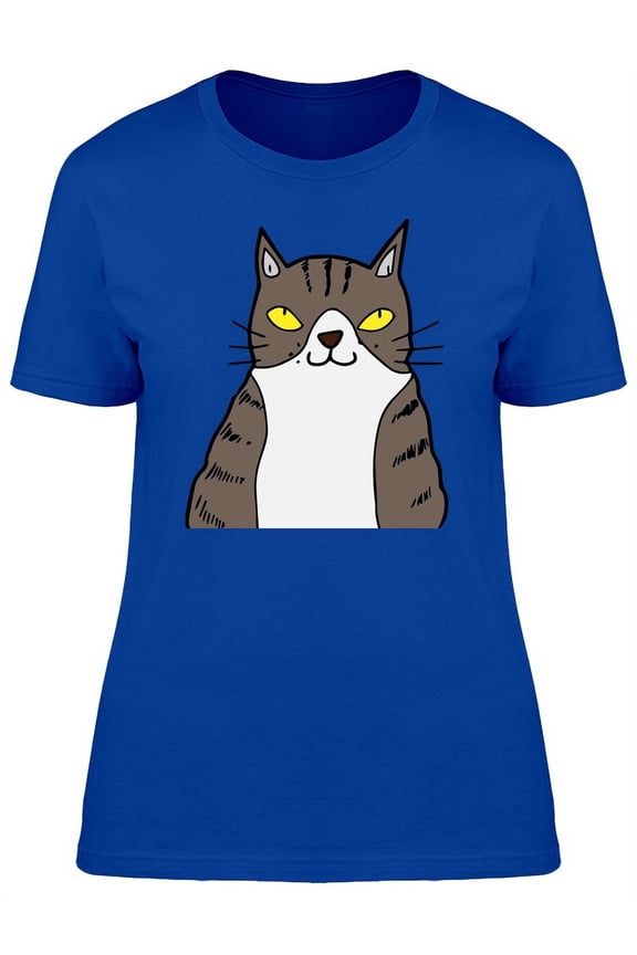 Funny Cartoon Cat T-Shirt Women -Image by Shutterstock, Female Medium