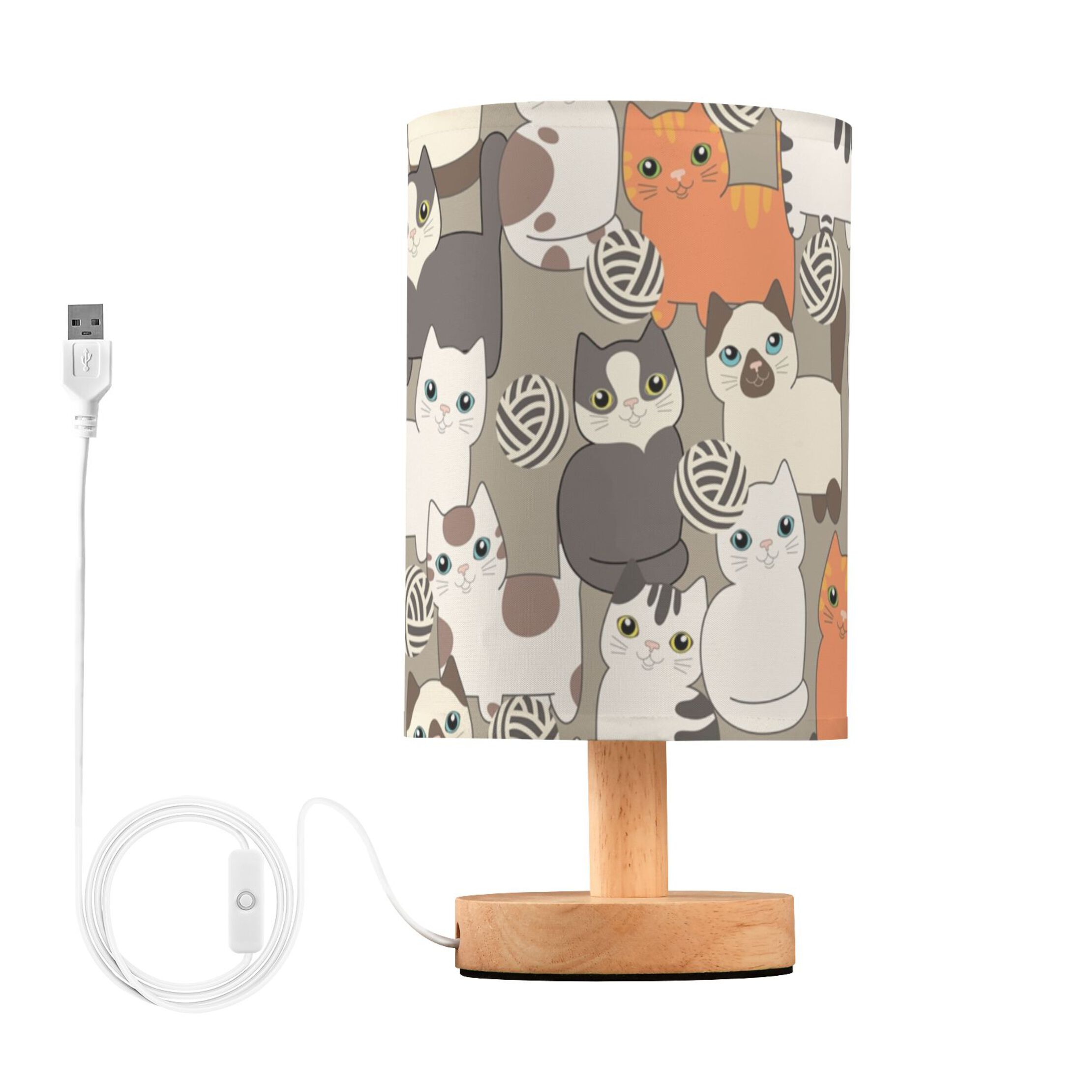 Funny Cartoon Cats Bedside Table Lamp LED Warm Lights with USB Charging