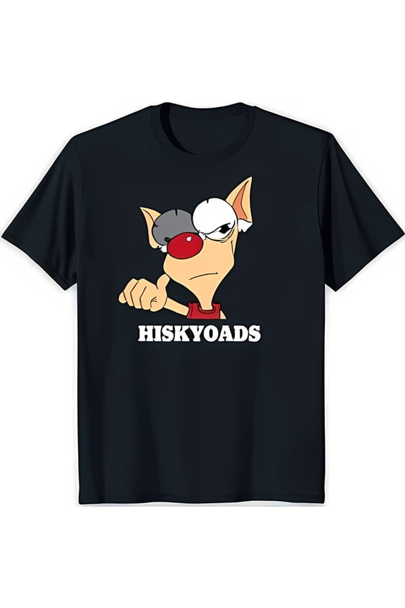 Funny Cartoon Character Black T-Shirt with Unique One Eyed Design & 'HISKYOADS' Text