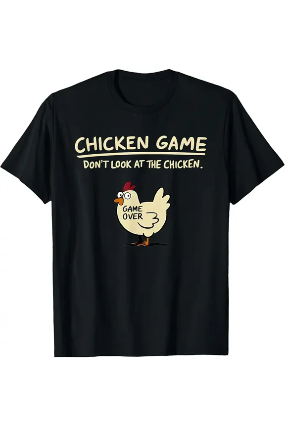 Funny Cartoon Chicken Game Over Unisex Graphic Short Sleeve Novelty T-Shirt