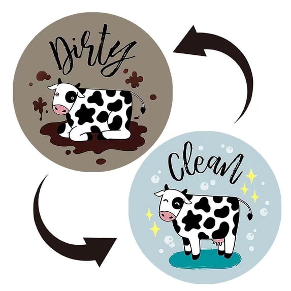 Pekkaxy Funny Cartoon Clean Dirty Dishwasher Magnet Sign - Reversible Cute Kitchen Indicator for Dishwasher Status Home
