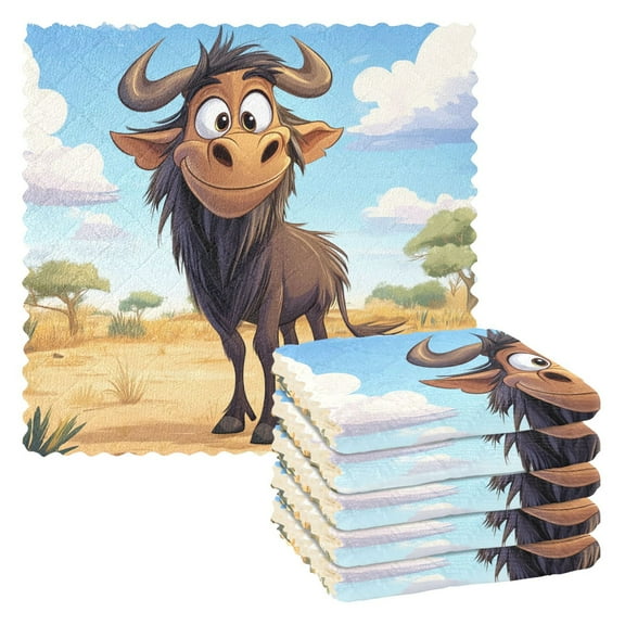 Funny Cartoon Cow Kitchen Cloth Dish Towels for Drying Washing Absorbent Dish Rags 6 Pack