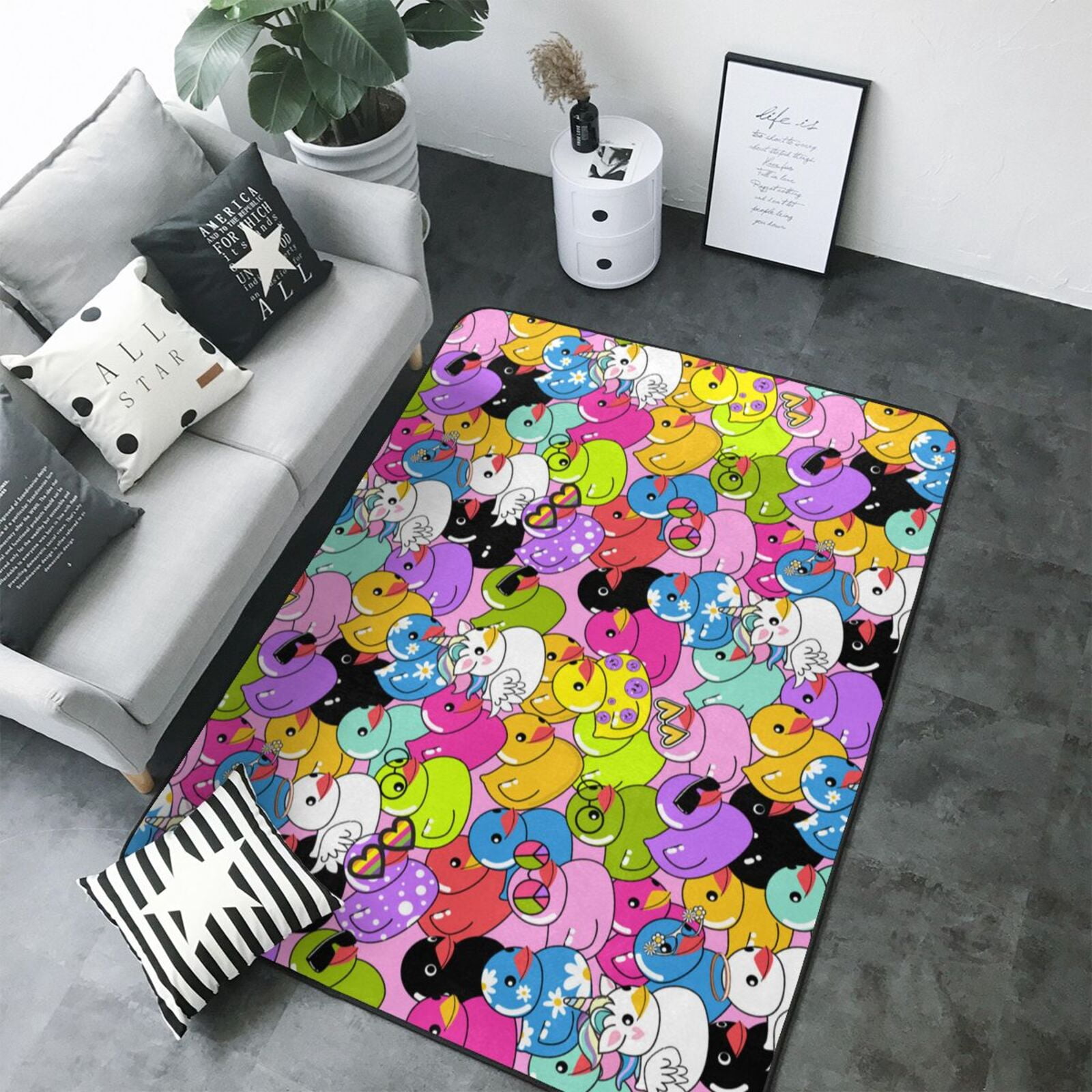 Funny Cartoon Cute Duck Colorful Area Rugs for Living Room Bedroom, 5x7 ...