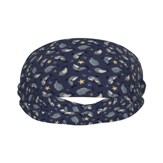 Funny Cartoon Cute Shark Whale Sports Headband for Women Men, Running Headband Sweat Bands for Cycling, Yoga, Spa, Athleti, Workout - Moisture Wicking Hairband