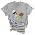 thumbnail image 1 of Funny Cartoon Dad BBQ T-Shirt – Cute Dog Chef Grilling Tee – Father’s Day Gift(LIGHT GREY HEATHER,Large), 1 of 1