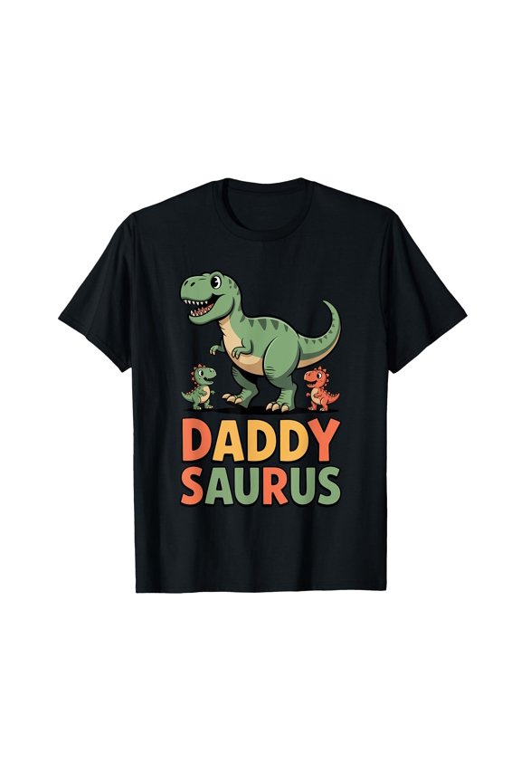 Funny Cartoon Dinosaur Daddy Saurus T-Shirt for Family Fun