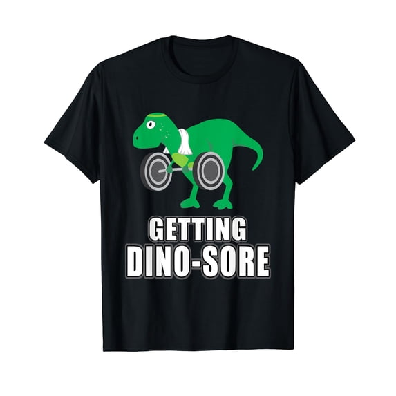 Funny Cartoon Dinosaur Gym Workout T-Shirt for Fitness Enthusiasts