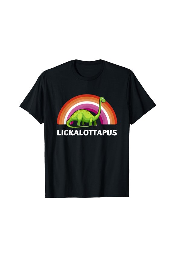 Funny Cartoon Dinosaur Lesbian Pride T-Shirt for LGBTQ Support and Celebration