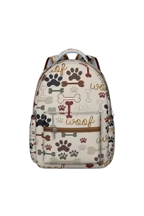 Funny Cartoon Dog Print Backpack for Student, Featuring Bones and Tails Pattern, Durable Material, Ideal for Daily Use