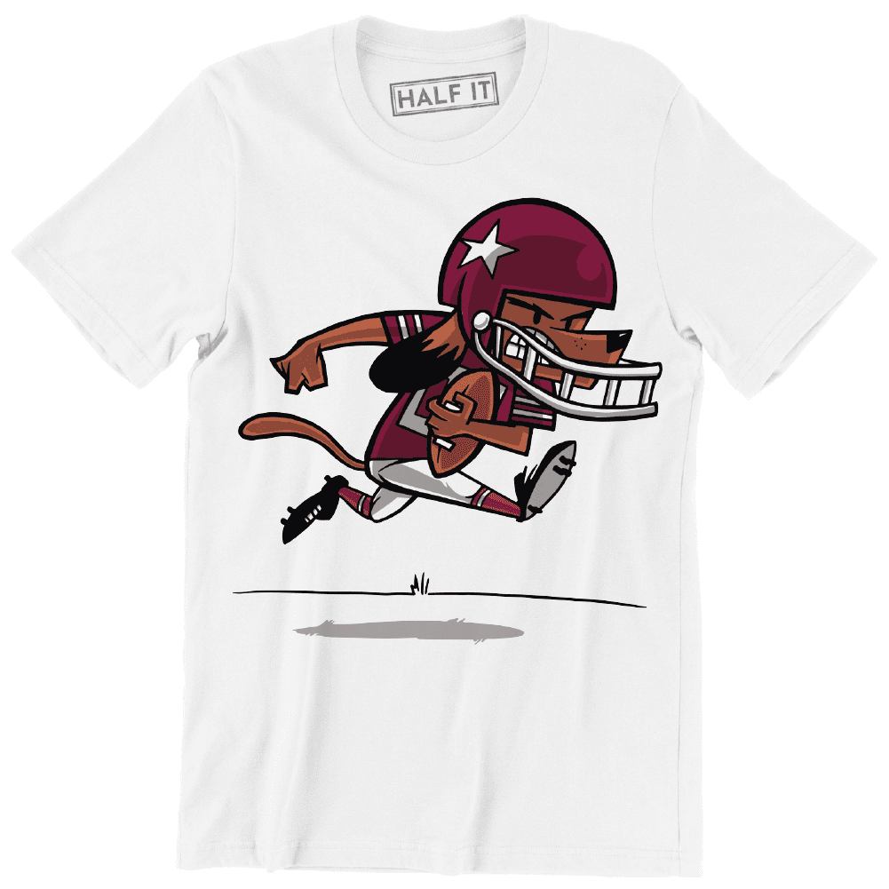 Funny Cartoon Dog Running Playing American Football Men's T-Shirt